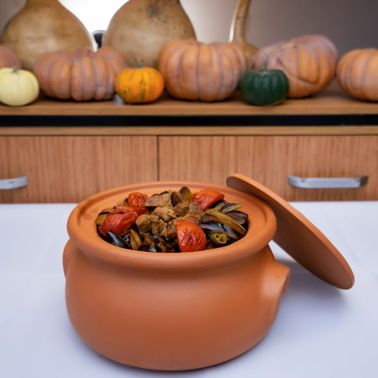 Unglazed Clay Pot for Cooking & Serving With Lid/ Earthen 