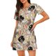 thumbnail image 1 of Fotbe Groovy Disco Bata de Dormir para Mujer con Estampado, Camisón de Algodón de Manga Corta, Ropa de Dormir Casual, 1 of 6