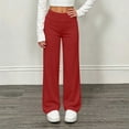 thumbnail image 2 of DJDLJWCJ Girls Wide Leg Pants Elastic Waist Stretch Soft Lounge Pants Solid Color Lightweight Pull-On Trousers Red Size 12, 2 of 10
