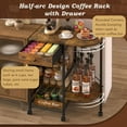 thumbnail image 3 of Coffee Bar Station with Wheels and Storage Drawer,15.35'' Deeper Large Coffee Bar Table Stand for Kitchen Office Living Room,Rustic Brown, 3 of 7