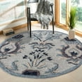 thumbnail image 7 of LR Home Traditional Floral Motif Area Rug, 3' Round, Blue / Gray, 7 of 7