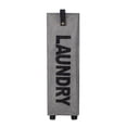 thumbnail image 2 of Caroeas X-Large Slim Laundry Baskets 27" Tall with Leather Handle, Laundry Basket on Wheels , Collapsible Laundry Hamper, Rolling Hamper Dorm Baskets (Grey Linen), 2 of 6