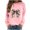 Pink, variant on TFEOQRY Women's Hoodless Sweatshirts Fashion Casual Bow Printed Pullover Long Sleeve Round Neck Hoodless Sweatshirt Tops Blue