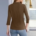 thumbnail image 4 of KDDYLITQ Polo Shirts for Women 3/4 Sleeve Collared Tees 3-Button Business Gym Shirts Casual Office Cute T Shirt Brown L, 4 of 5