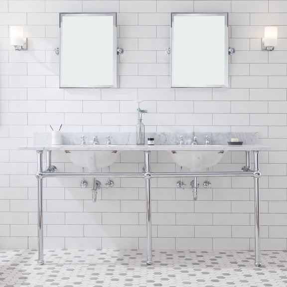 Water Creation 72 In. W. Double Wash Stand Only in Chrome Finish