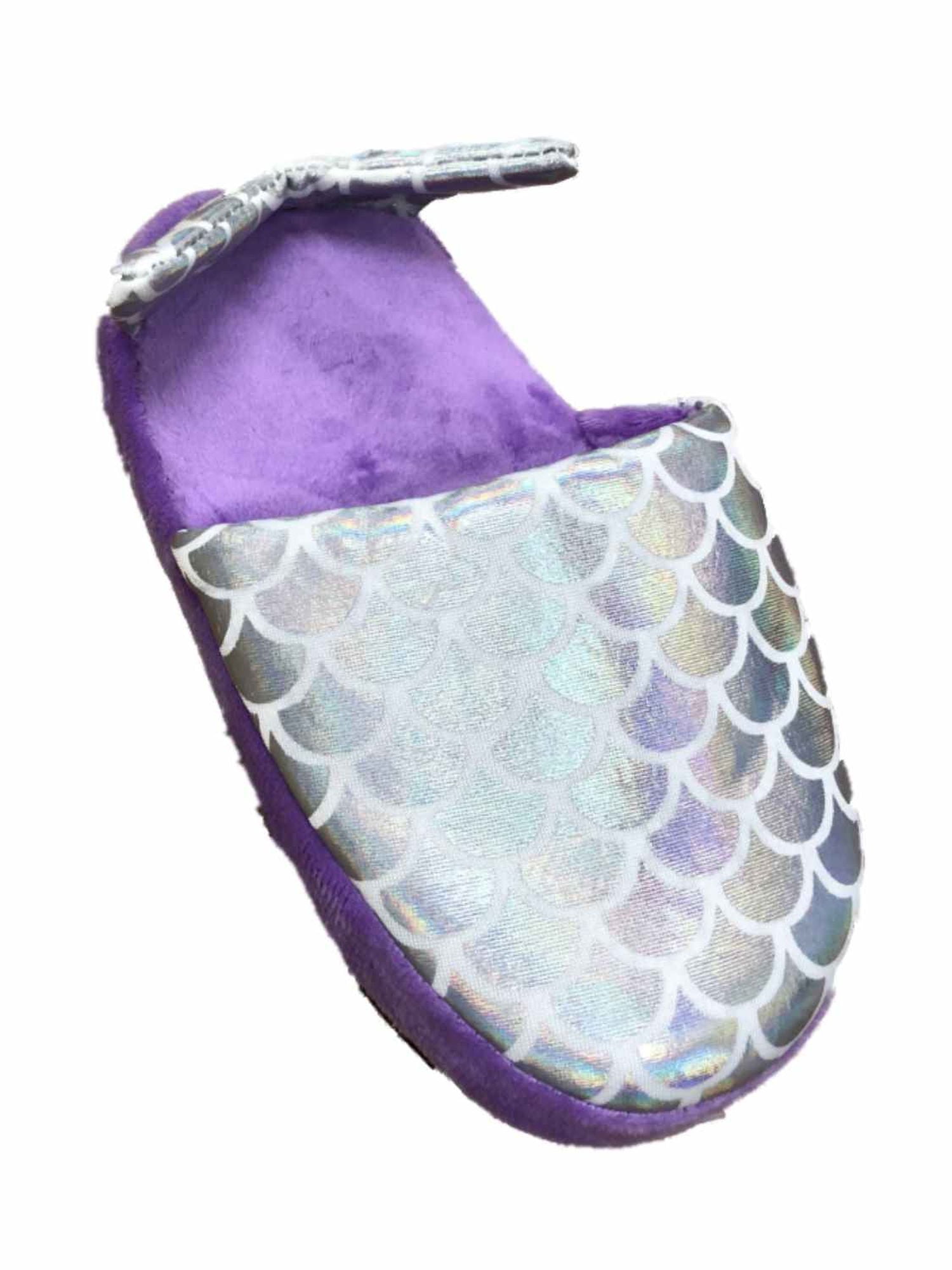 Royal Girls Purple & Silver Mermaid Slippers Scuffs House Shoes