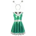 thumbnail image 4 of BRGZLK Girl Alien Costume AI Artificial Intelligence Cosplay Party Sleeveless Round NeckPerformance Costume Dress with Headband Green 11-12 Years, 4 of 5