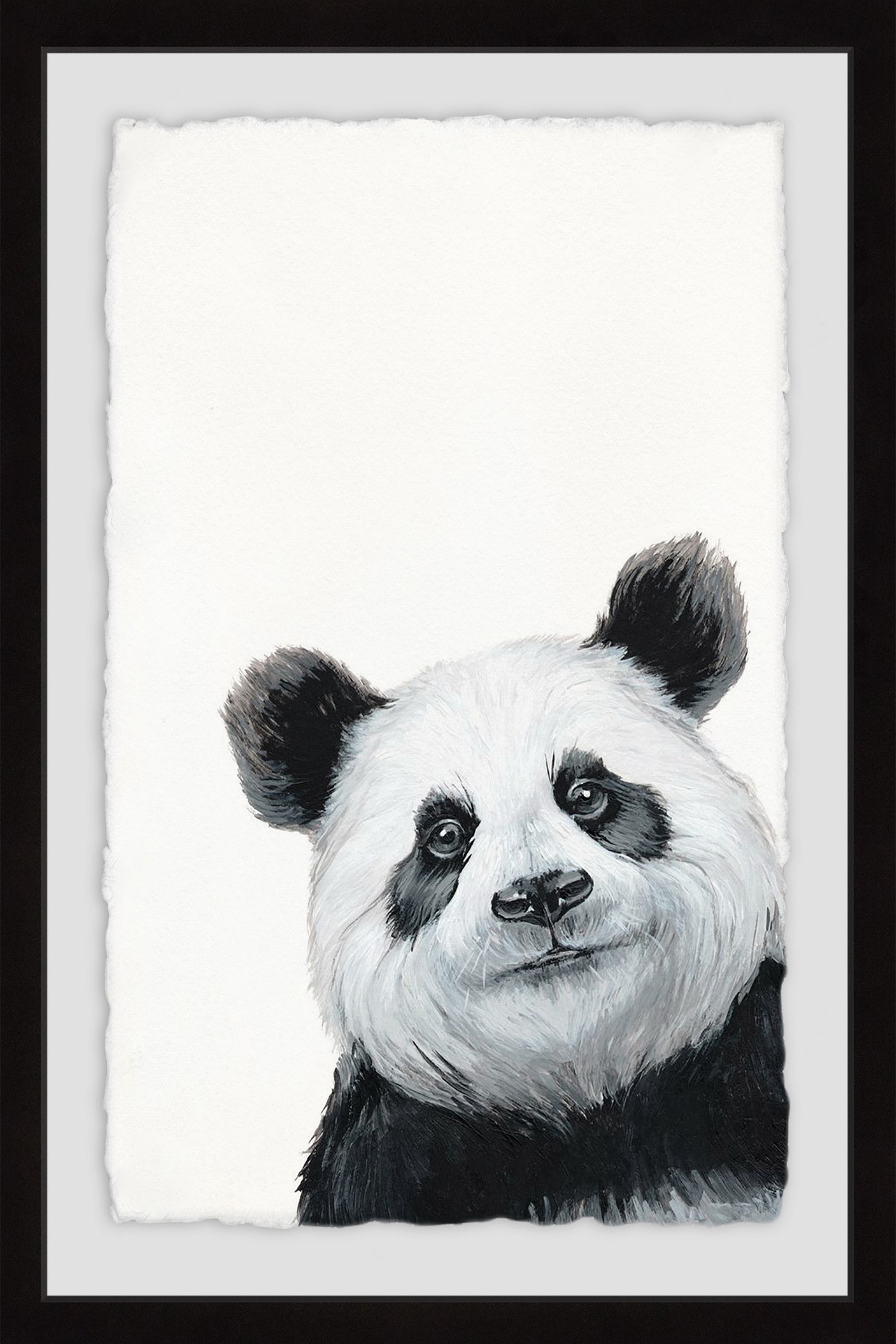 Furry Panda Framed Painting Print