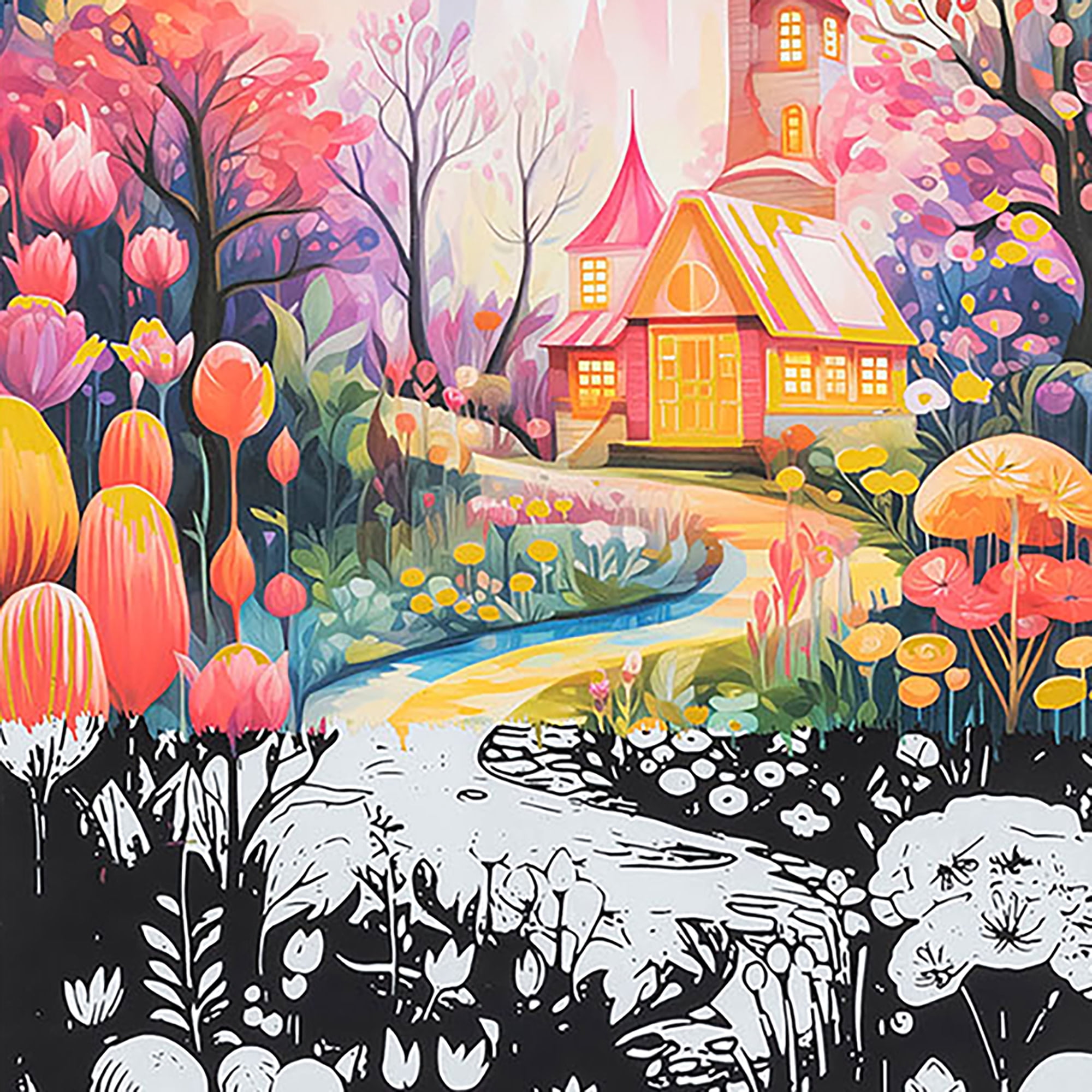 Brea Reese: Scratch Art Paper Pad - Magical Vistas - 12 Sheets, 6 Guided Designs, Metallic Accents, Dual-Tip Stylus & Brush, 8x8" Pages, Adult Craft