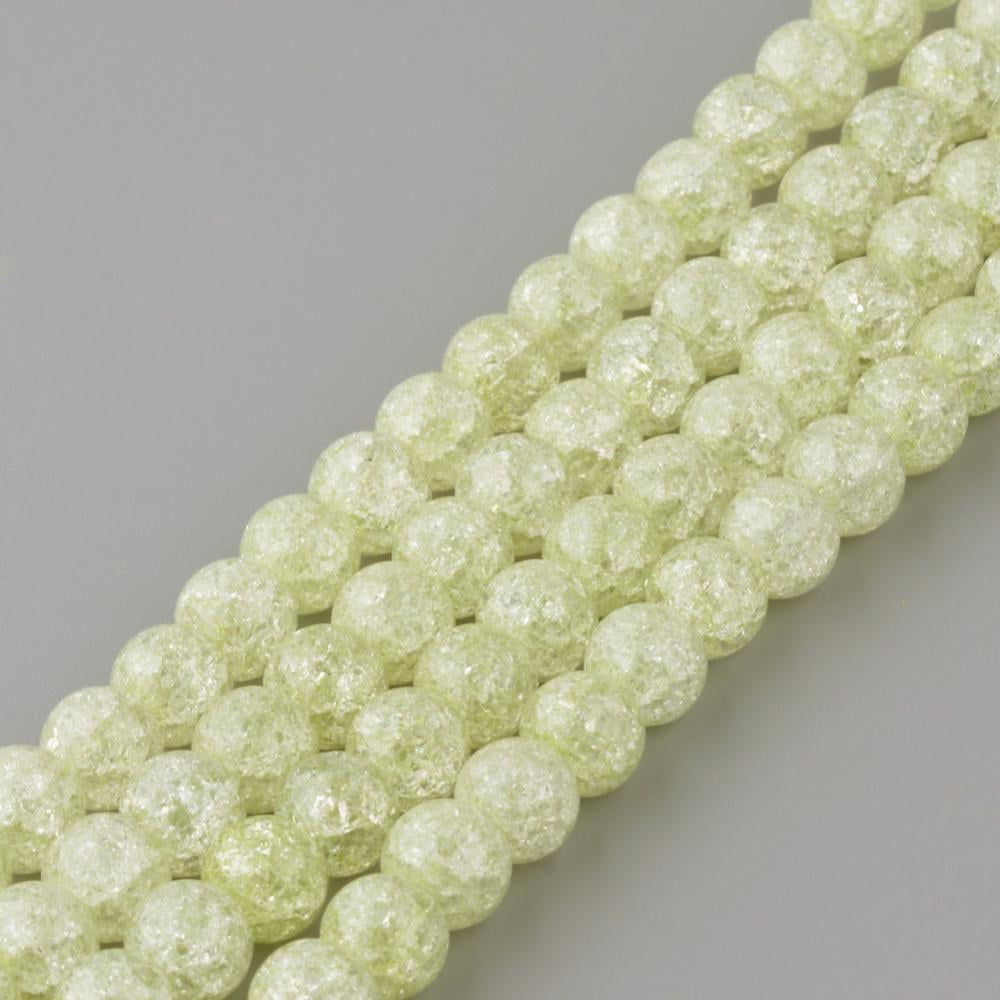 Crackle Quartz Beads Strands Round Dyed Green Yellow 6mm Hole: 1mm 69pcs/strand 15~15.3 inch