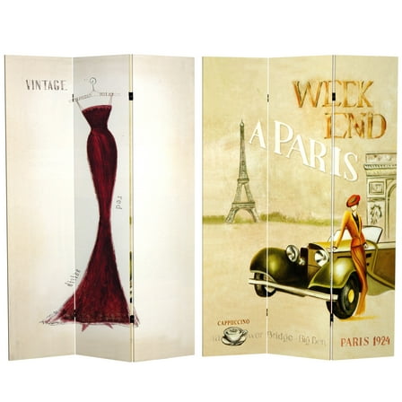 Oriental Furniture 6 ft. Tall Vintage Paris Canvas Room Divider - 3 Panel