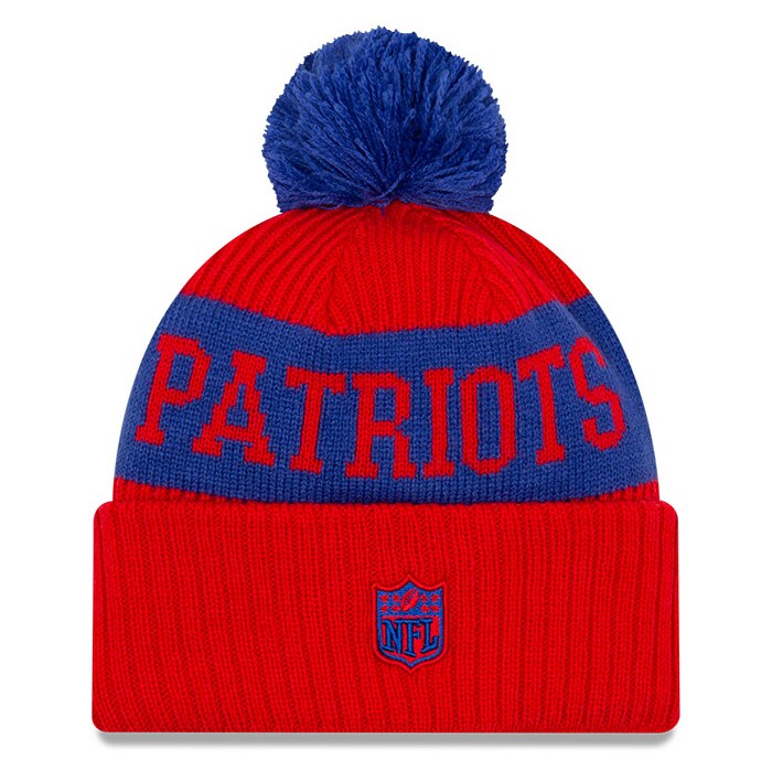 New England Patriots New Era 2020 Nfl Sideline Sport Pom Cuffed Knit Hat Red Royal Osfa Walmart Com Walmart Com
