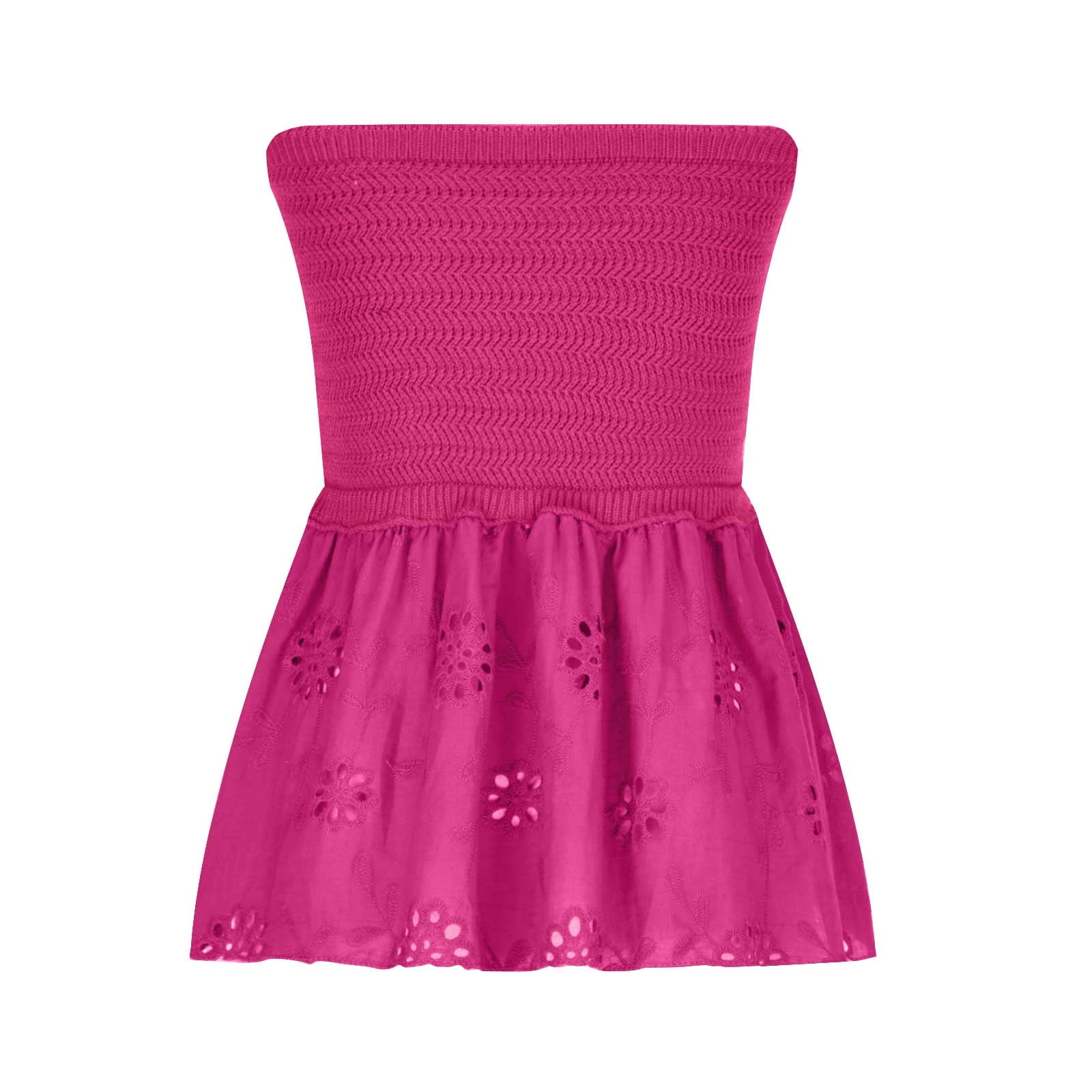 micas knot front knit embroidered tube top