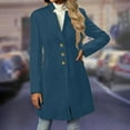 thumbnail image 6 of Wutalume Women's Fashion Long-Line Slim-Fit Coat Solid-Colour Long-Sleeved Outerwear, Elegant Wool Blend, Perfect for Fall and Winter, Office and Casual Occasions,Blue M, 6 of 7