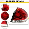 thumbnail image 6 of Kojem Passenger Side Halogen Tail Light for 2006-2016 Chevrolet Impala Limited 25971598 GM2801193 Red Lens Brake Lamp w/ Bulb, 6 of 10