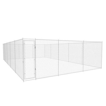 Anself Outdoor Dog Kennel Galvanized Steel Chain-Link Mesh Sidewalls Fence Pet Playpen with Lockable Gate Cat Duck Chicken Rabbit Fence Pet Exercise Fence 374  x 224.4  x 76.8  (L x W x H)
