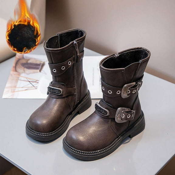 Children's Insulated Martin Boots Winter Snow Boots Warm Anti-Slip Black High Top Unisex Youth Boots Supportive Comfortable