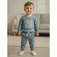thumbnail image 6 of BemeyourBBs Auntie's Little Bestie Toddler Baby Boy 2 Piece Outfits Long Sleeve Letter Embroidery Waffle Knit Sweatshirt Pants Set Kids Spring Fall Winter Clothes, 6 of 9