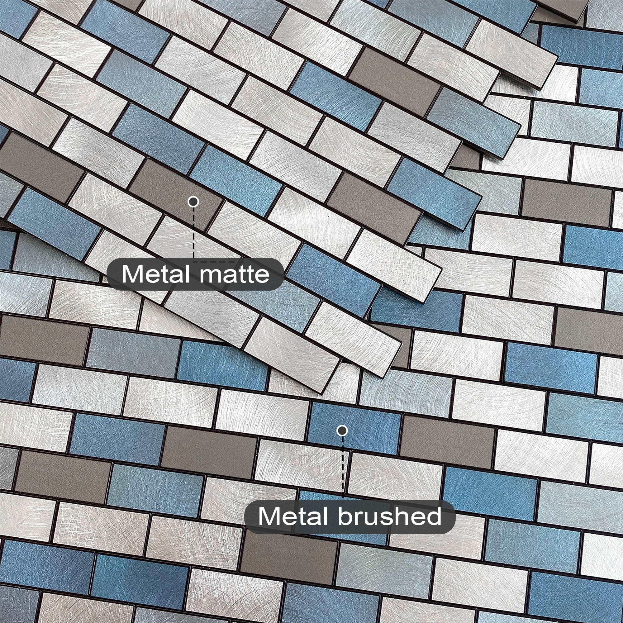 BeNice Peel and Stick Backsplash Kitchen Backsplash Tile Stickers Metal Blue