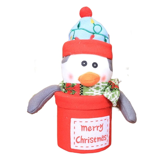 Kearding Tarro de dulces de Navidad con tapa, cesta de dibujos animados, cajas de galletas para festivales, caja de regalo con buen sellado, adornos Pingüino