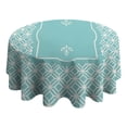 thumbnail image 4 of Round Waterproof Cyan Blue Tablecloth Reusable Washable Weight Fabric Table Covers for Restaurant,Picnic,Indoor and Outdoor Dining 60 Inch X 60 Inch, 4 of 6