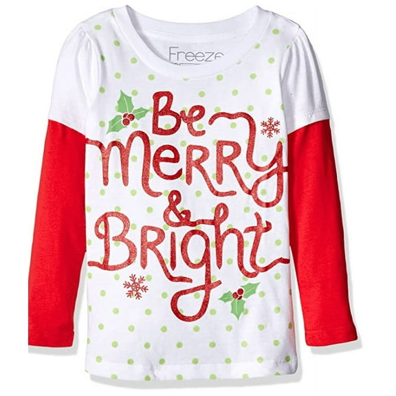Christmas Little Girls' Long Sleeve T-Shirt, Be Merry & Bright, Size 4T