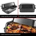 thumbnail image 2 of QPMR Bandeja para Asar con Rejilla, Asadera Rectangular de Granito de 21”, Capacidad para 11 kg, Olla Grande para Hornear Pavo con Tapa Versátil, 2 of 7