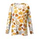 thumbnail image 4 of Blusa informal de cuello redondo y manga larga con estampado gráfico vintage para mujer, 4 of 5