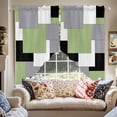 thumbnail image 2 of Abstract Art Swag Valances for Windows 2 Pack Green Black Gray Splice Swag Kitchen Curtains 45 Inches Long Rod Pocket Short Window Treatment for Kitchen Bathroom 36"x45", 2 of 8