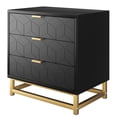 thumbnail image 2 of Nightstand with 3 Storage Drawer, Modern Bedside Table with Golden Base & Handle, 2 of 6