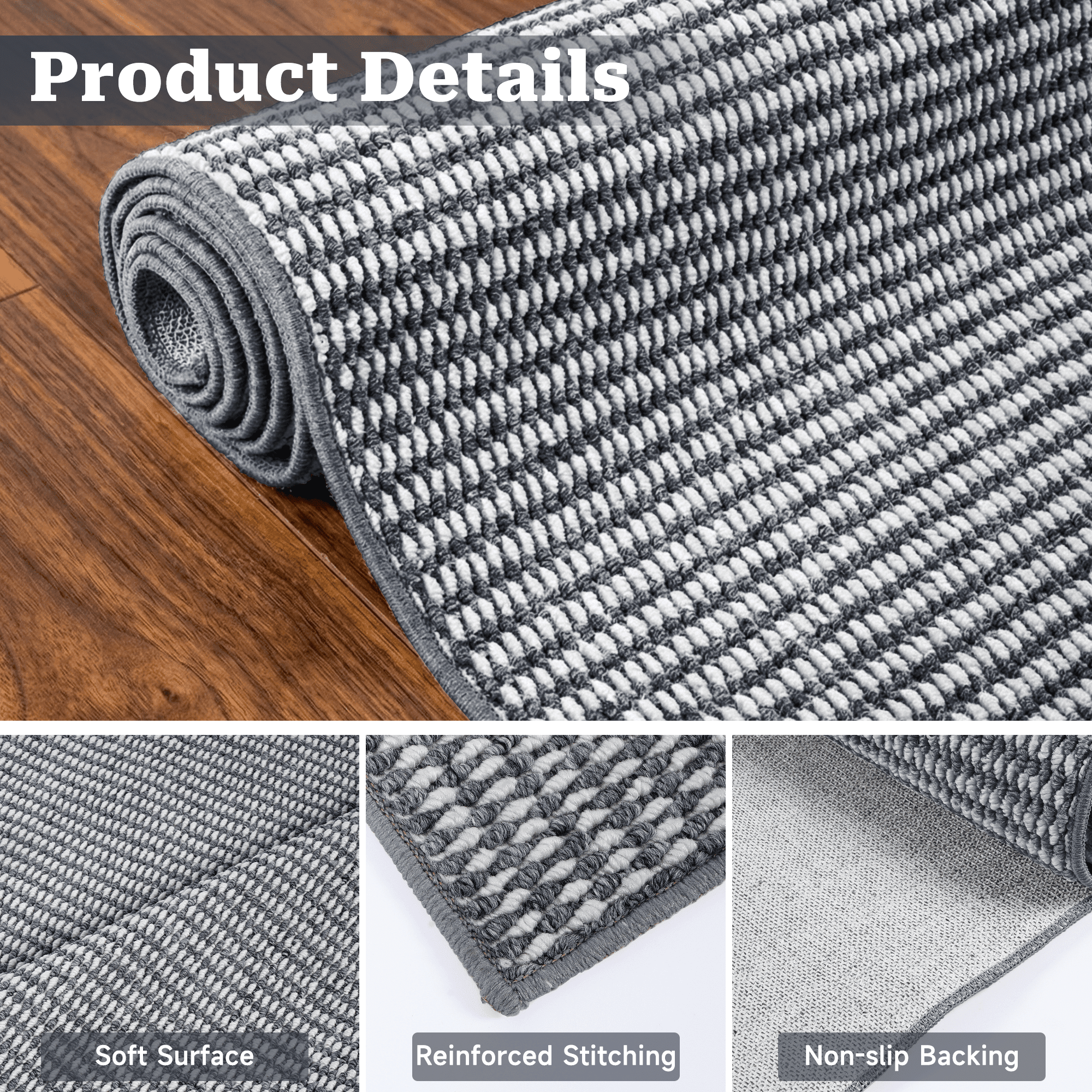 WANLISELL 5' x 7' Area Rug for Living Room, Modern Soft Carpet Washable Rugs, Indoor Low-Pile Rug for Dining Room Bedroom Kitchen Office, Gray & White