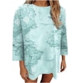 thumbnail image 1 of Camiseta holgada estampada a la moda para mujer, blusa de manga 3/4 de longitud media, Tops informales con cuello redondo Pompotops  FGAJ3667, 1 of 6