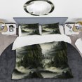 thumbnail image 2 of Designart "Moody Misty Forest II" Green Abstract Bedding Covert Set - Modern & Contemporary Bed Set With 2 Shams, 2 of 5