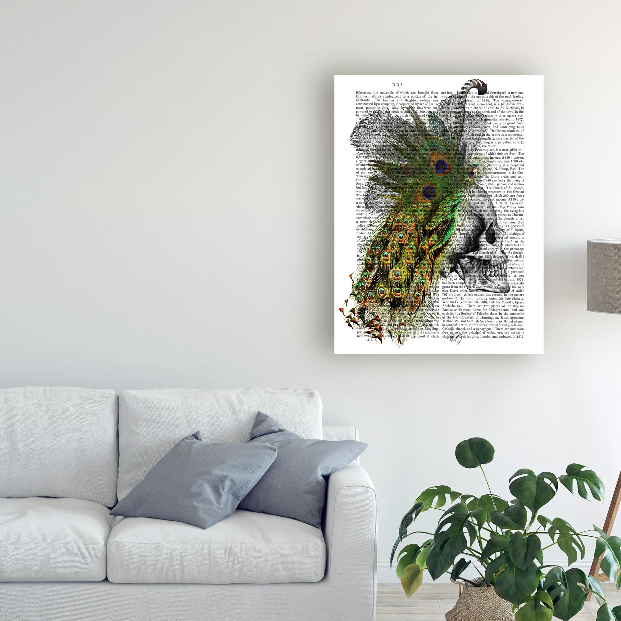 Trademark Fine Art 'Skull With Feather Headdress' Canvas Art by Fab Funky