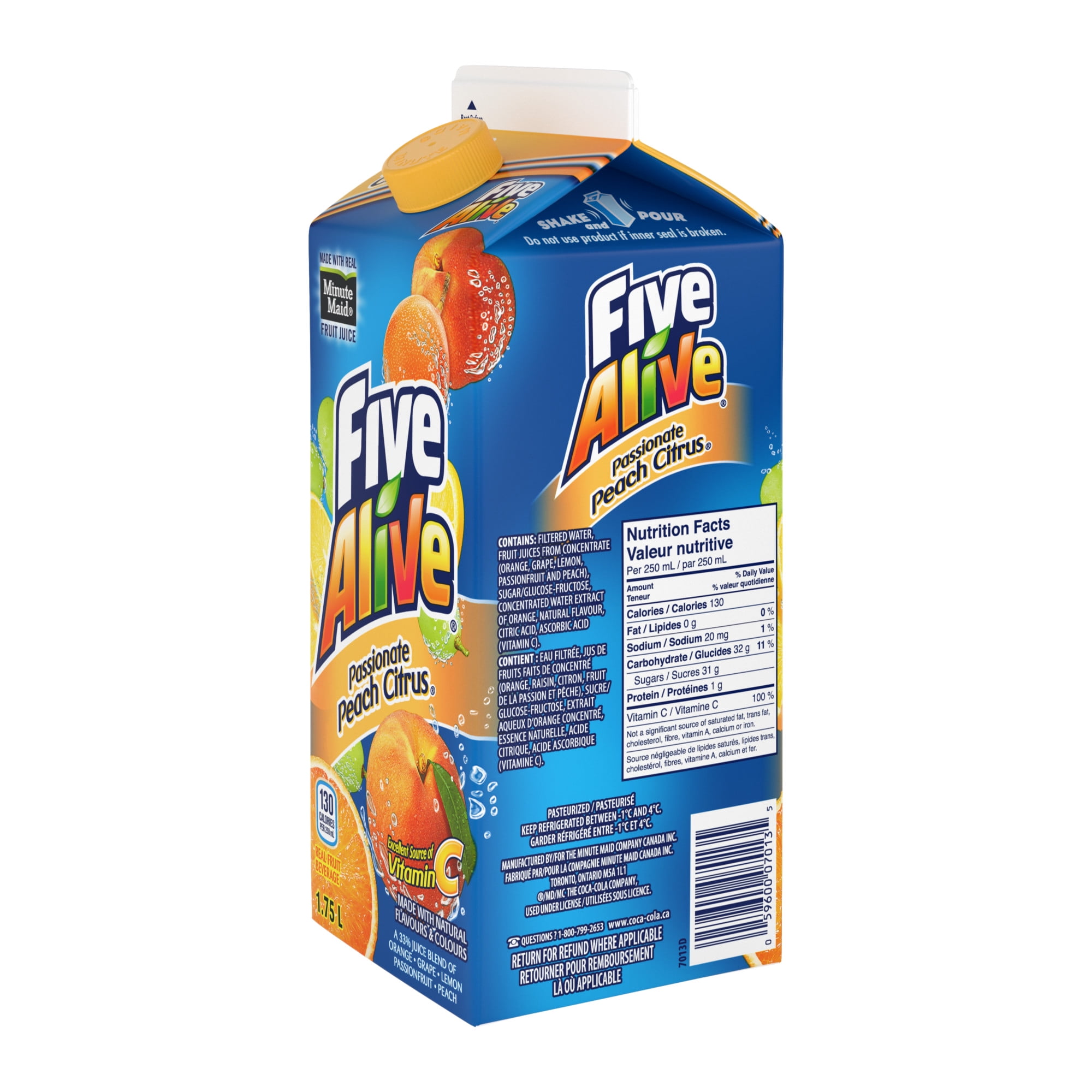 Five Alive Passionate Peach Citrus Gable top, 1.75 Liters, 1.75 x L