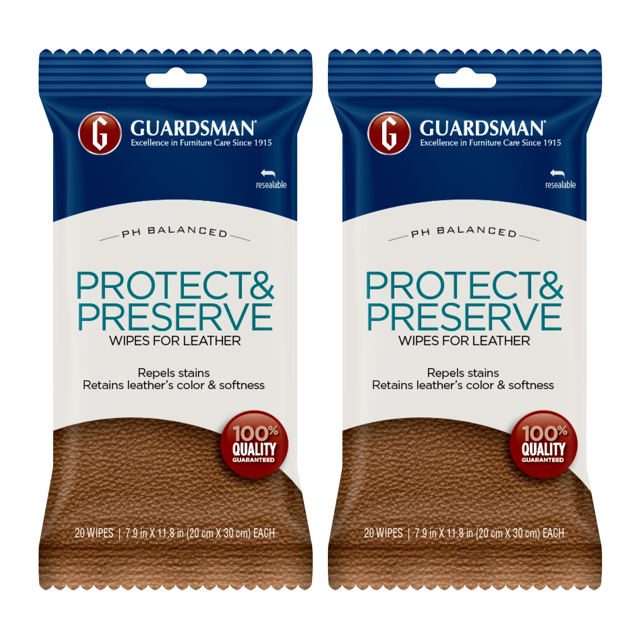 Guardsman Protect & Preserve, Leather Wipes, 2pk