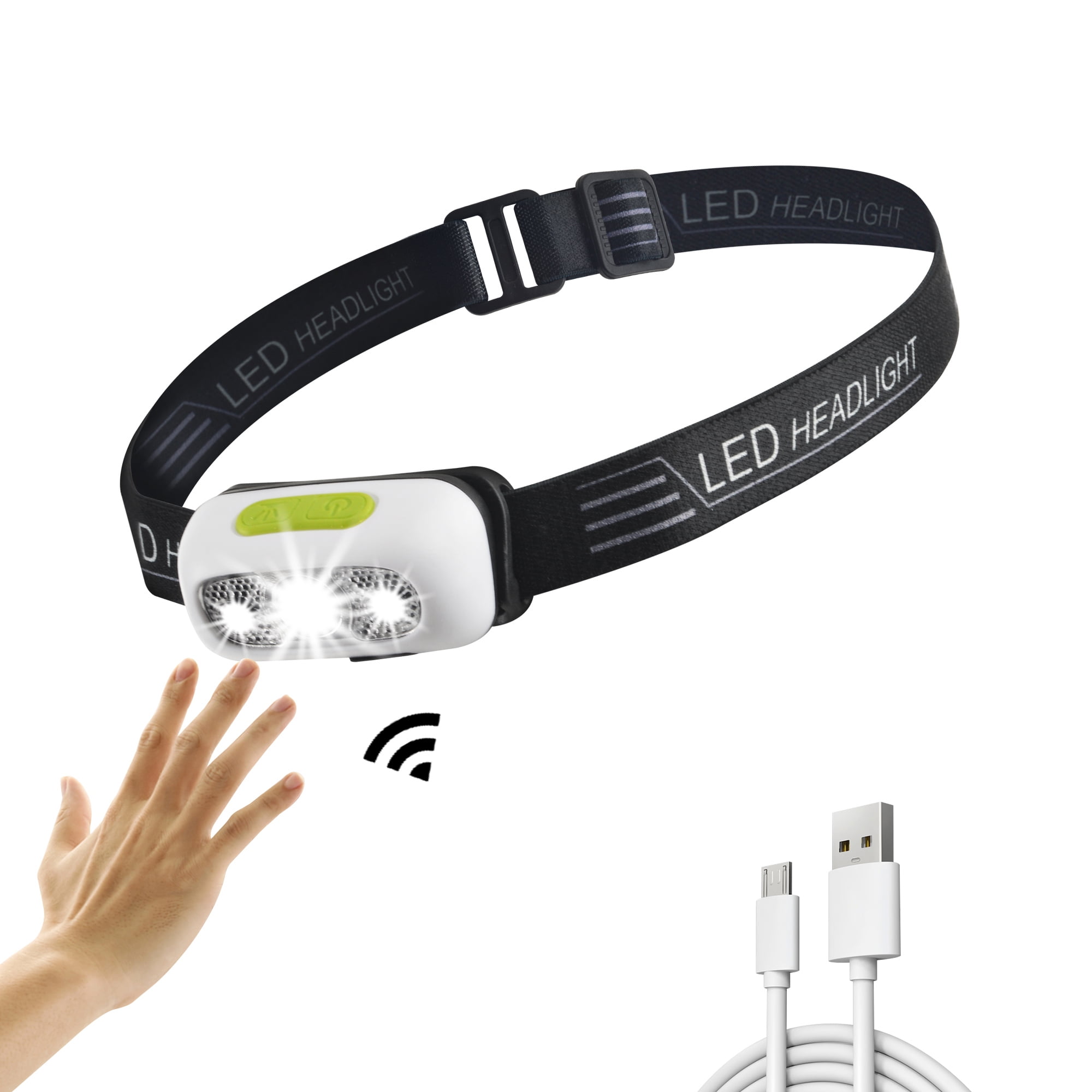 500 Lumen USB Rechargeable Body Motion Sensor LED Headlamp Head Light Flashlight 