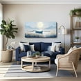 thumbnail image 3 of Canvas Wall Art Beach Décor Wall Picture Rustic Coastal Sand Canvas Print Ocean Nautical Painting Seascape Sea Bird Vintage Ship Boat Artwork for Seaside Living Room Bedroom Bathroom Decor Blue Large, 3 of 9