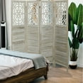 thumbnail image 5 of Fionafurn 4 Panel Room Divider, Wooden Folding Privacy Screens Portable Partition Room Dividers,White, 5 of 8