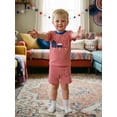thumbnail image 3 of BemeyourBBs Toddler Baby Boy Girl 4th of July Outfit Patriotic Independent Day Summer Clothes Fourth of July Popsicle Embroidery Waffled Striped Short Sleeve T Shirt Tops and Pockets Shorts 2Pcs Set, 3 of 9