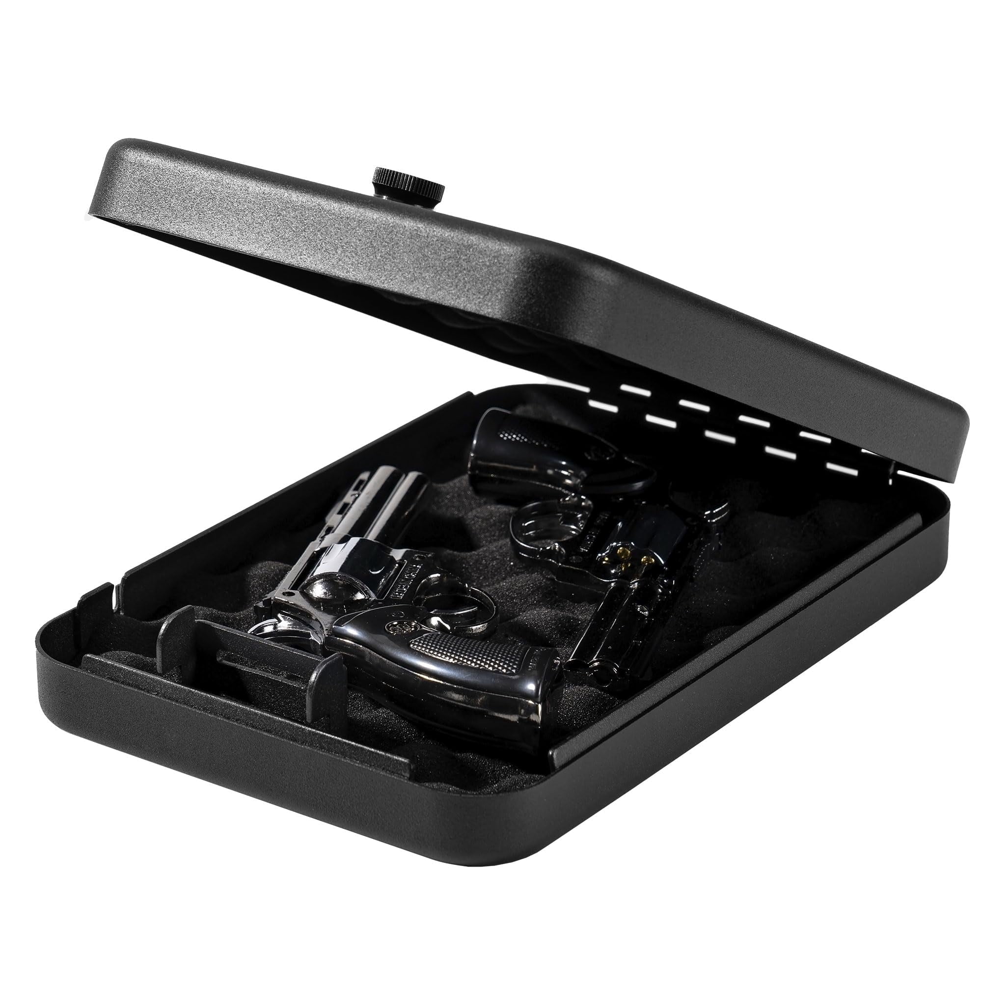Genreen Gun Safe for Pistol Small Portable Handgun Lock Box with Combination Lock, Pistol Safe for Car, Home, Travel, 9.4" x6.6" x1.8",Black