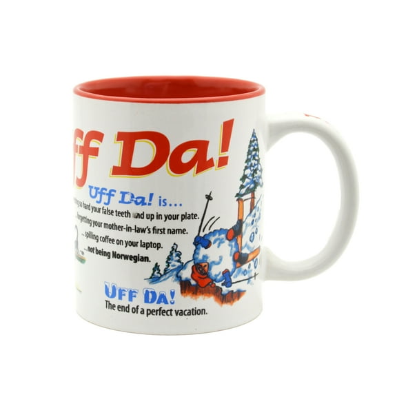 Oktoberfest Haus Multicolor Ceramic Coffee Mug with '' Uff Da'' 12 oz