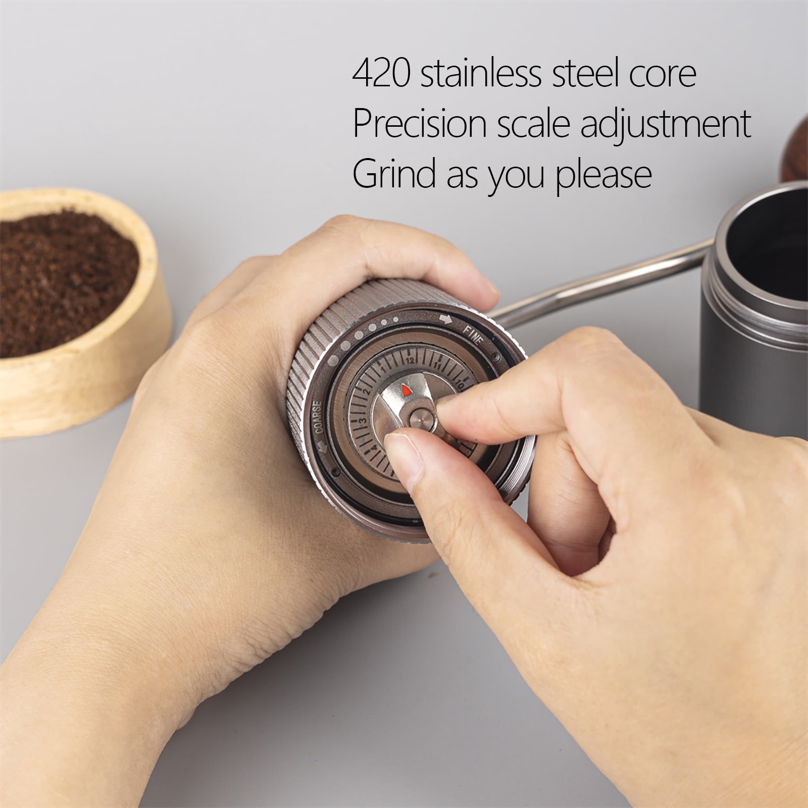 Manual Espresso Grinder Capacity 25g with CNC Stainless Steel Conical Burr - adjustable grind size Setting,Double Bearing Positioning,Quiet Hand Crank Coffee for French Press Grinder