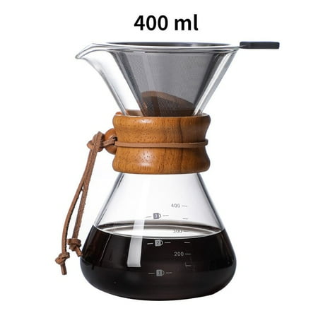 

Coffee Maker 800ML 600ML 400ML Reusable Stainless Steel Permanent Filter Manual Coffee Grounds with Real Wood Sleeve