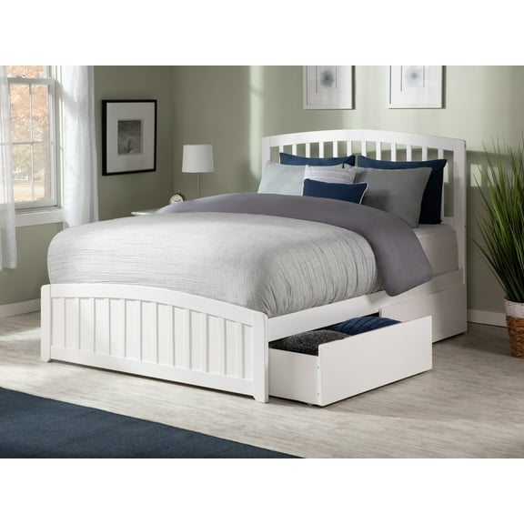 Richmond Queen Platform Bed with Matching Foot Board with 2 Urban Bed Drawers in White