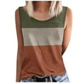thumbnail image 2 of JTZGDY Cami Shirts for Women Loose Fit Casual Summer Sleeveless Round Neck Striped Color Block Print Tank Tops Trendy Cozy Beach Vacation Tees Blouse A01-Brown M, 2 of 5