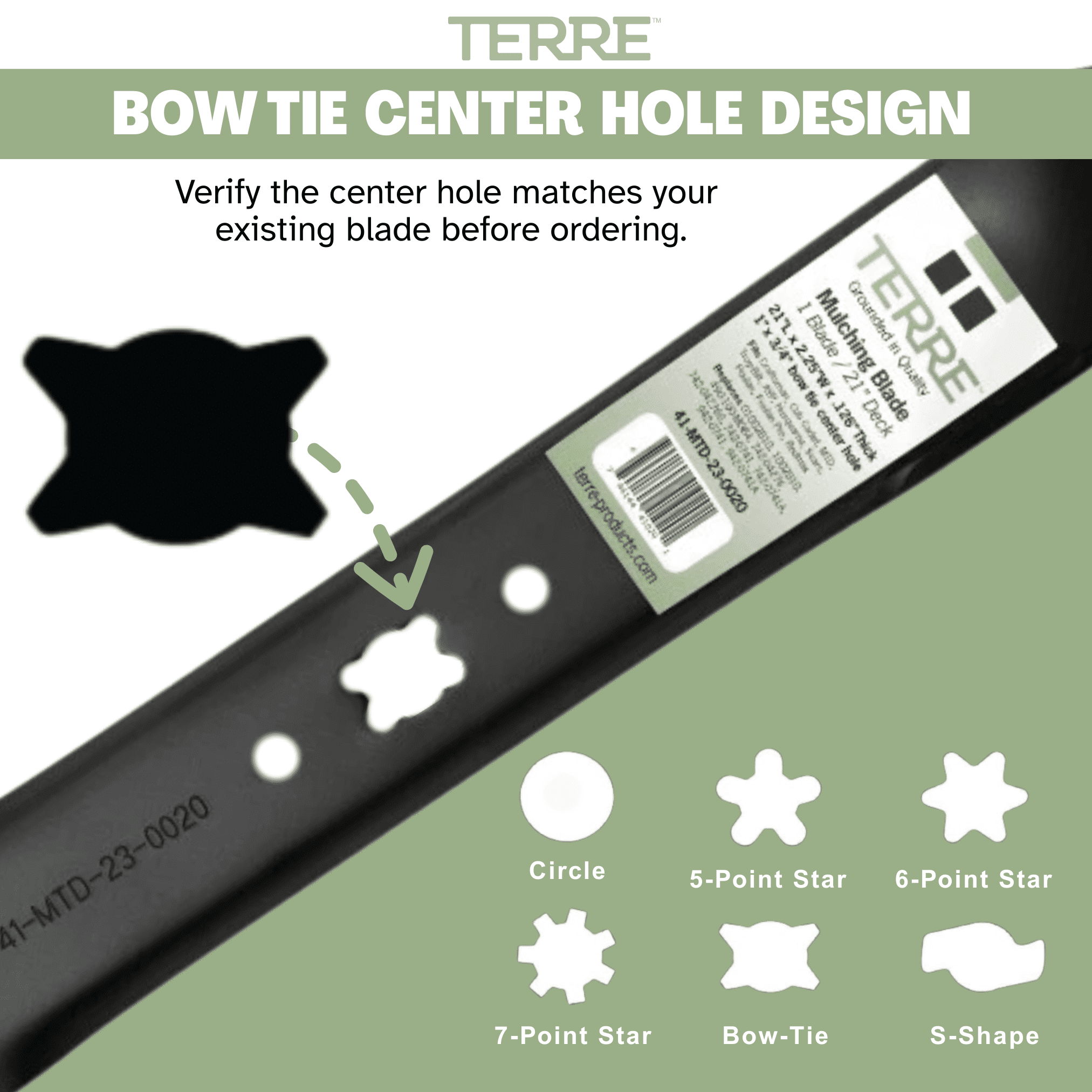 Terre Mulching Lawn Mower Blade, 21 in for MTD, Cub Cadet, TroyBilt