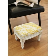 123 Creations Mustard Tuscan Floral Footstool with antique white finish