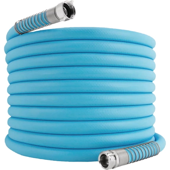 Camco EvoFlex 35-Foot Drinking Water Hose | Features an Extra Flexible Construction, Stainless Steel Strain Reliefs on Each Hose End, and is Ideal for RV and Marine Use (22595)
