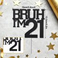 thumbnail image 2 of Cake Topper Penitue Brush I'm 21 Black Glitter Fiesta de cumpleaños, 2 of 7